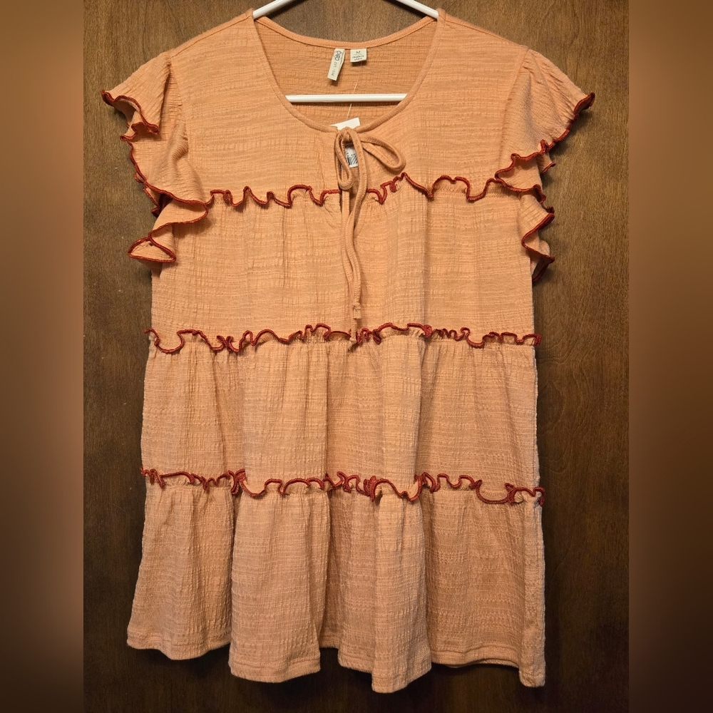 Cato NWT Red Ruffle Top